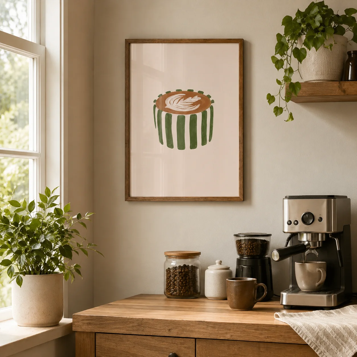 Flat White Print | Coffee Art Canvas Wall Print,High‑Grade Home Decoration Artwork for Bedroom, Living Room,Office