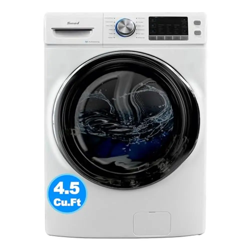 Front Load Washing Machine 27 in. 4.5 Cu. Ft. Steam Water Plus Functions Quick Wash Quiet Inverter Motor LED Touch Control Panel