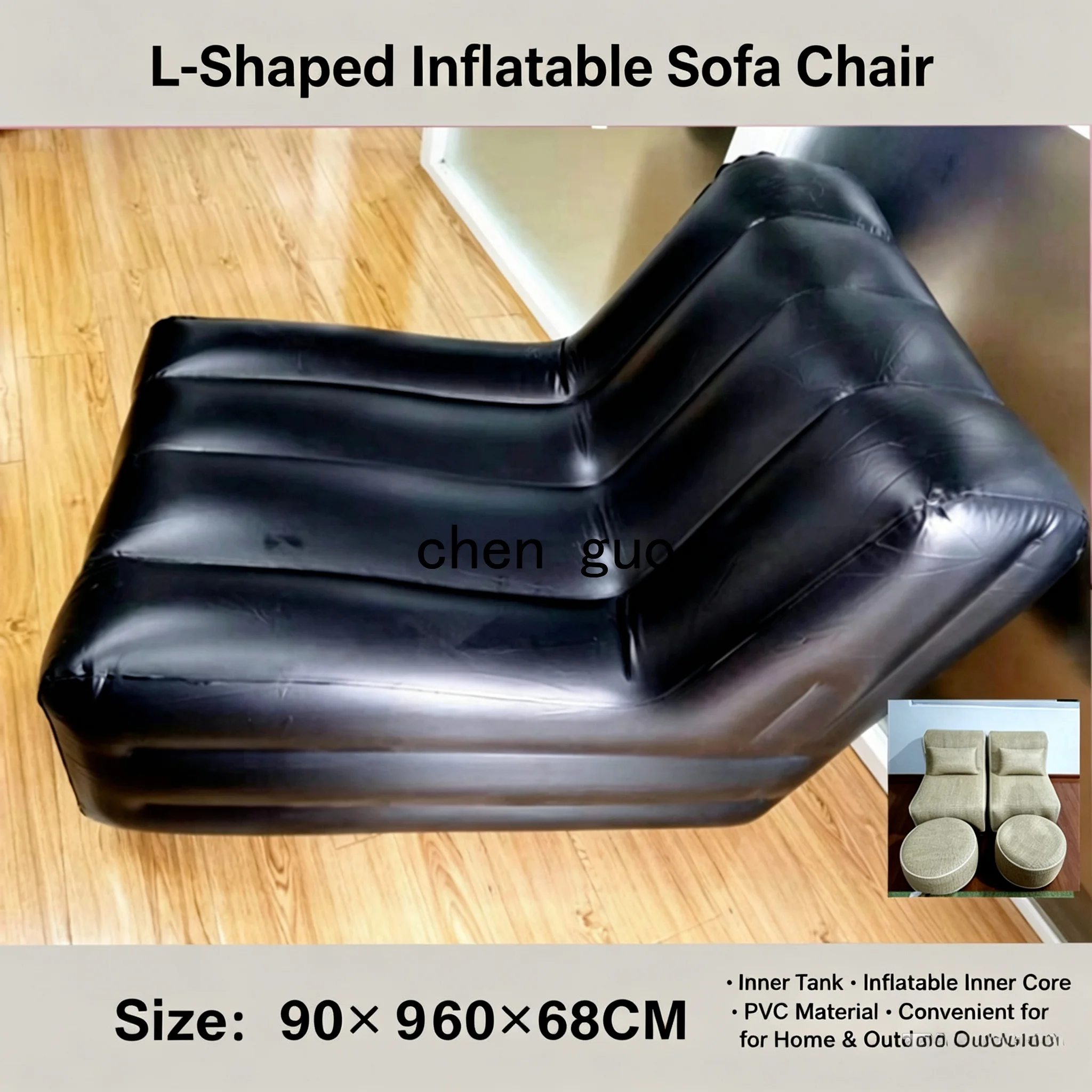 L-shaped inflatable sofa chair, inner tank, inflatable inner core, convenient for outdoor storage at home, PVC material