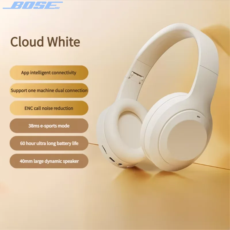 BoseRoss Wireless HiFi Headphones Bluetooth 5.3 Earbuds Deep Bass Stereo Headset ENC Mic 15Min Quick-Charge for Outdoor Gaming