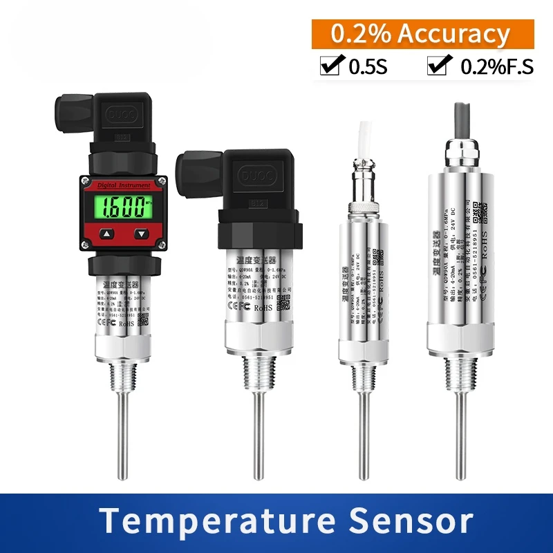 4-20mA 0-10V Plug-in Temperaute Signal Converter T100 Temperature Sensor RTD LCD Digital Temperature Transmitter