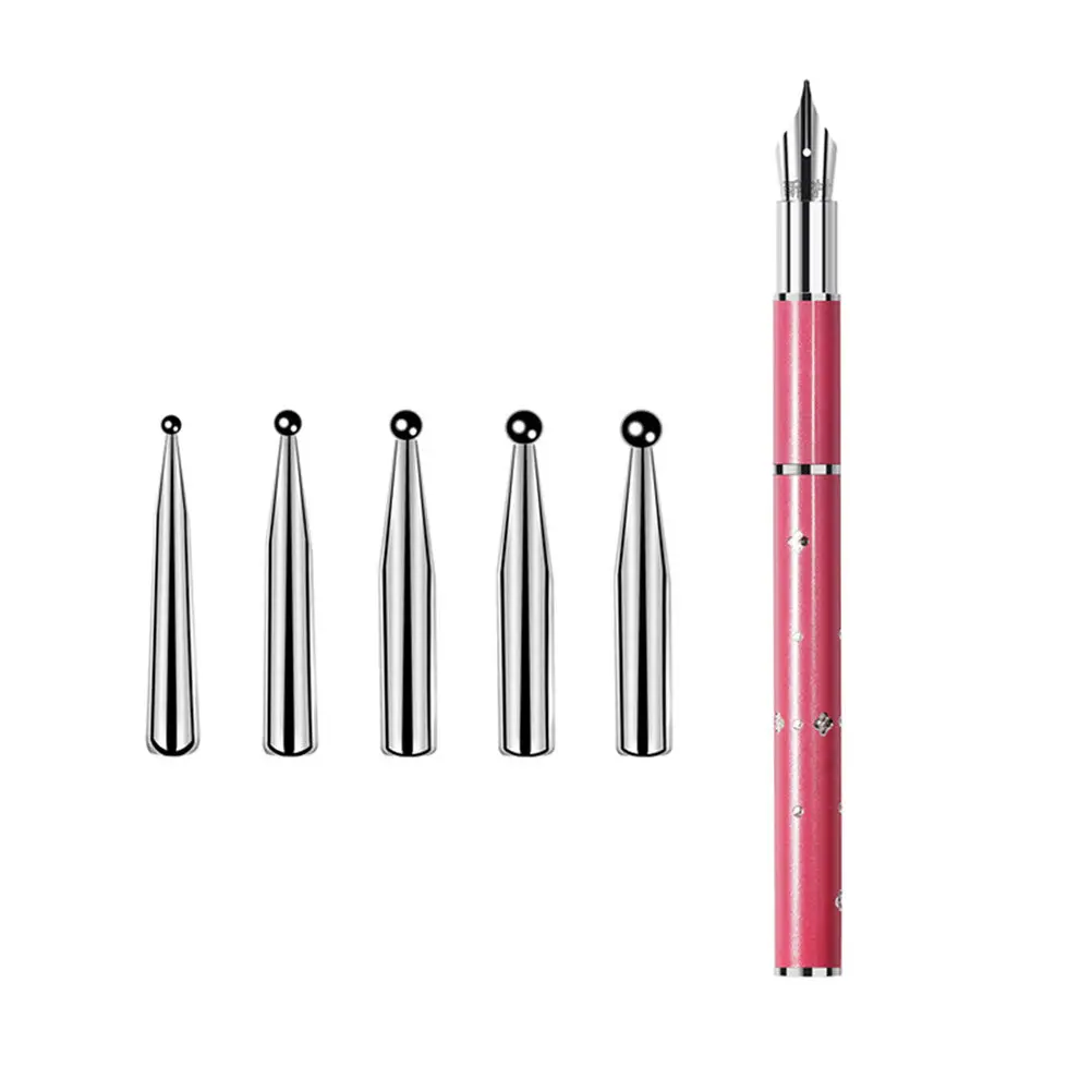 2Pcs Nail Art Pen Professional Fine Painting Tools Lightweight Long Handle Portable Nail Polish Drawing Kit Pink Black
