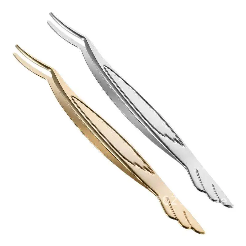 Pinzas para pestañas postizas con Clip de pluma de cabeza redonda de acero inoxidable, herramienta de maquillaje Universal cromada dorada/perla para injerto de pestañas