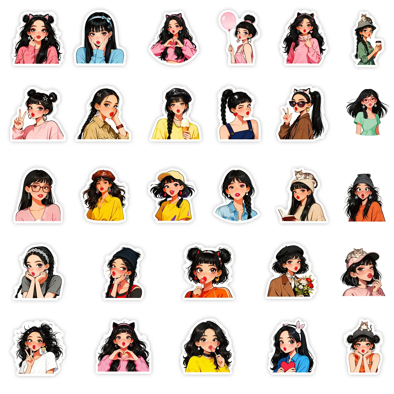 10/56PCS Pouty Lippen Schoonheid Graffiti Stickers Decoratie Bagage Telefoon Gitaar Plakboek Cup Auto Koelkast Waterdichte Sticker Kid speelgoed