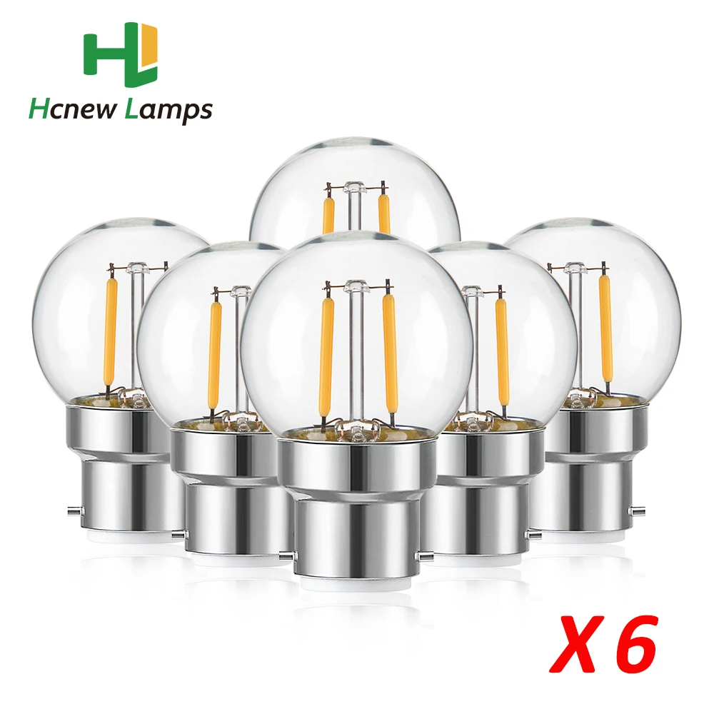 

6PCS Decorative Led Bulb B22 Sockets G40 1W 220V Warm White 10W Incandescent Equivalent Edison LED Filament Bulb Lamp Light Home