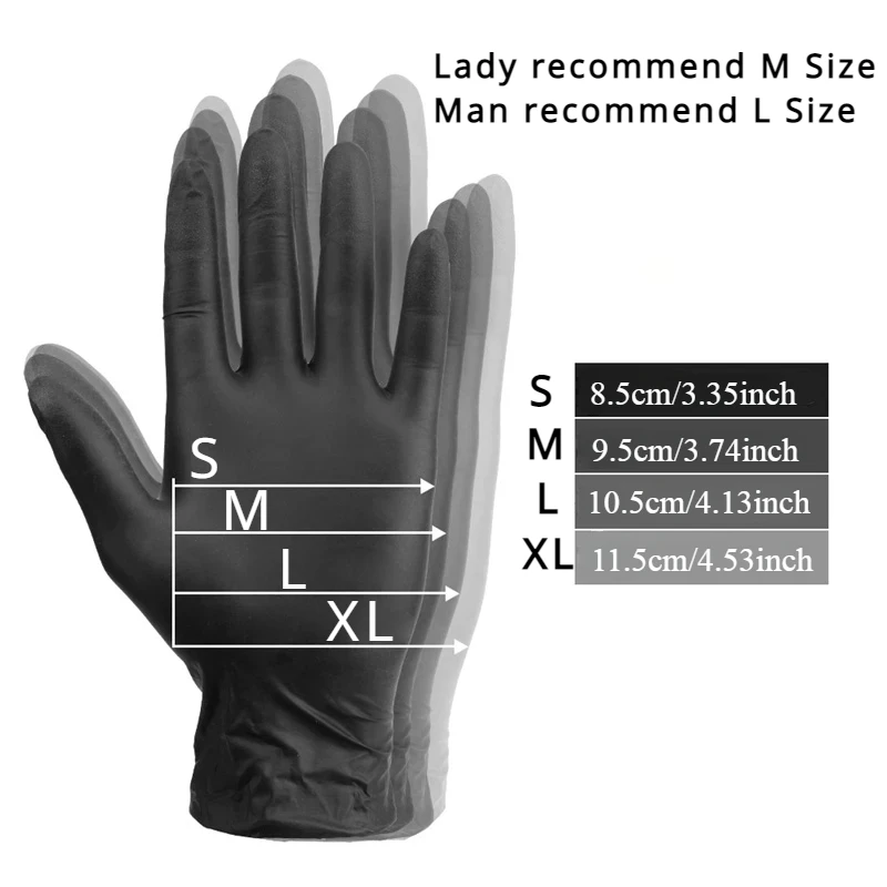 50pcs Black Nitrile Gloves Waterproof Durable Black Cleaning Nitrile Gloves Pet Shower Beauty Hair Salon Home Cleaning Tools