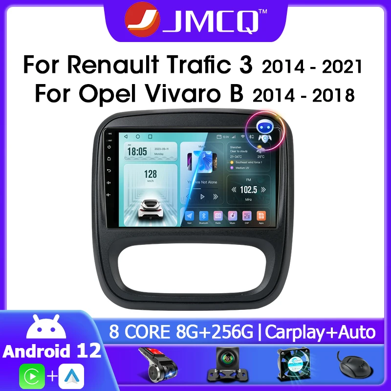 

2 Din Android 12 Car Radio Multimedia Video Player For Renault Trafic 3 2014-2021 For Opel Vivaro B 2014-2018 GPS Carplay Auto