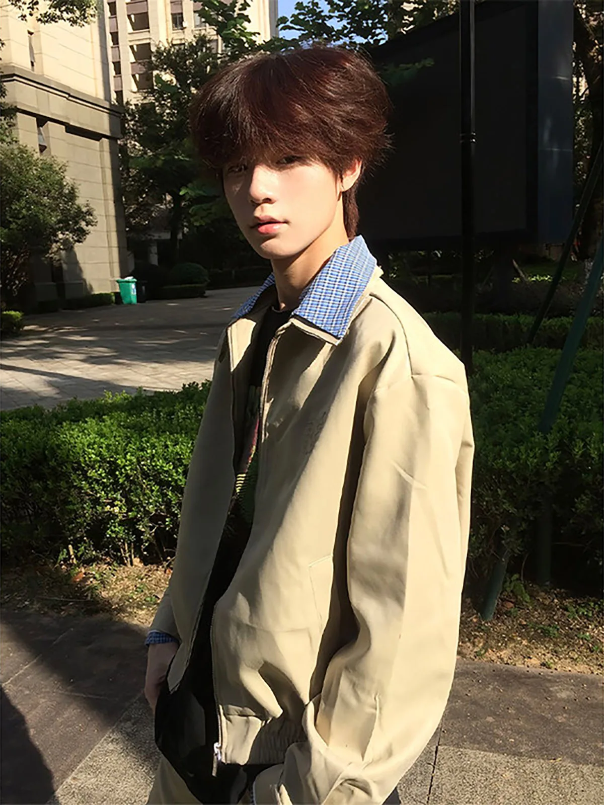 Short American Style Men's Jacket Vintage Barn Windbreaker Cleanfit Premium Feel Harrington Jacket for Autumn Casual Wear