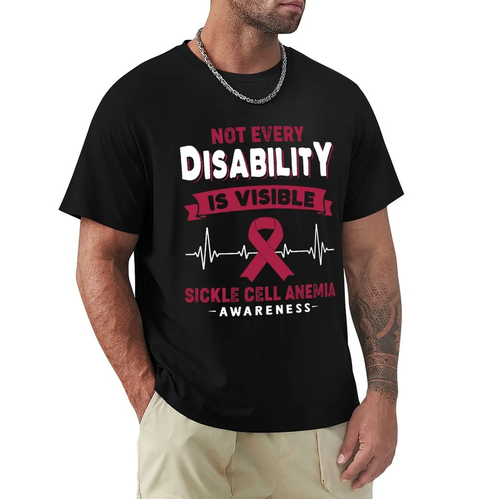 Sickle Cell Anemia Awareness - Not Every Disability Is Visible T-Shirt Work Basic Short Sleeve Top