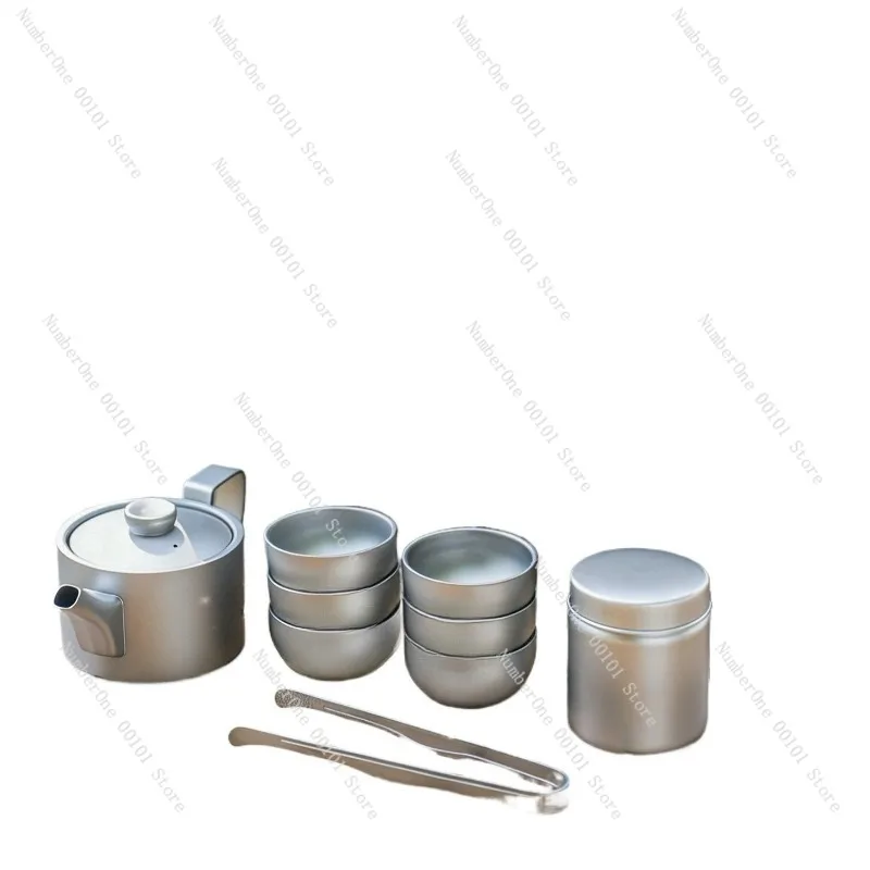 

Pure Titanium Tea Pot with Infuser Filter Premium Tea Set Gift Box Portable Gongfu Teapot for Outdoor Camping Hiking Travel Car