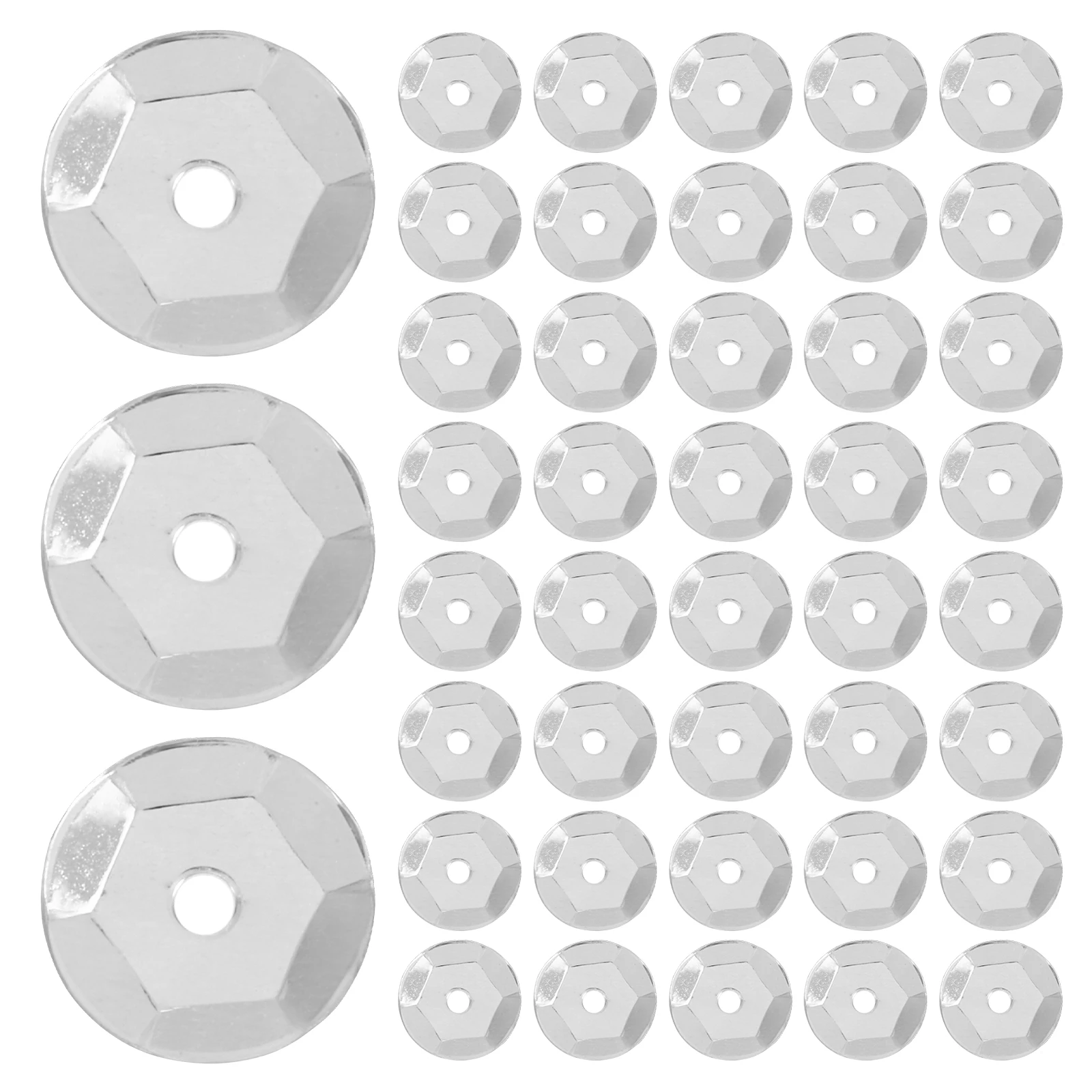 

800pcs Sequin Beads Round Curved Shiny 8MM PVC Loose Silver Metallic Flat Back Craft Embroidery Sewing Iridescent
