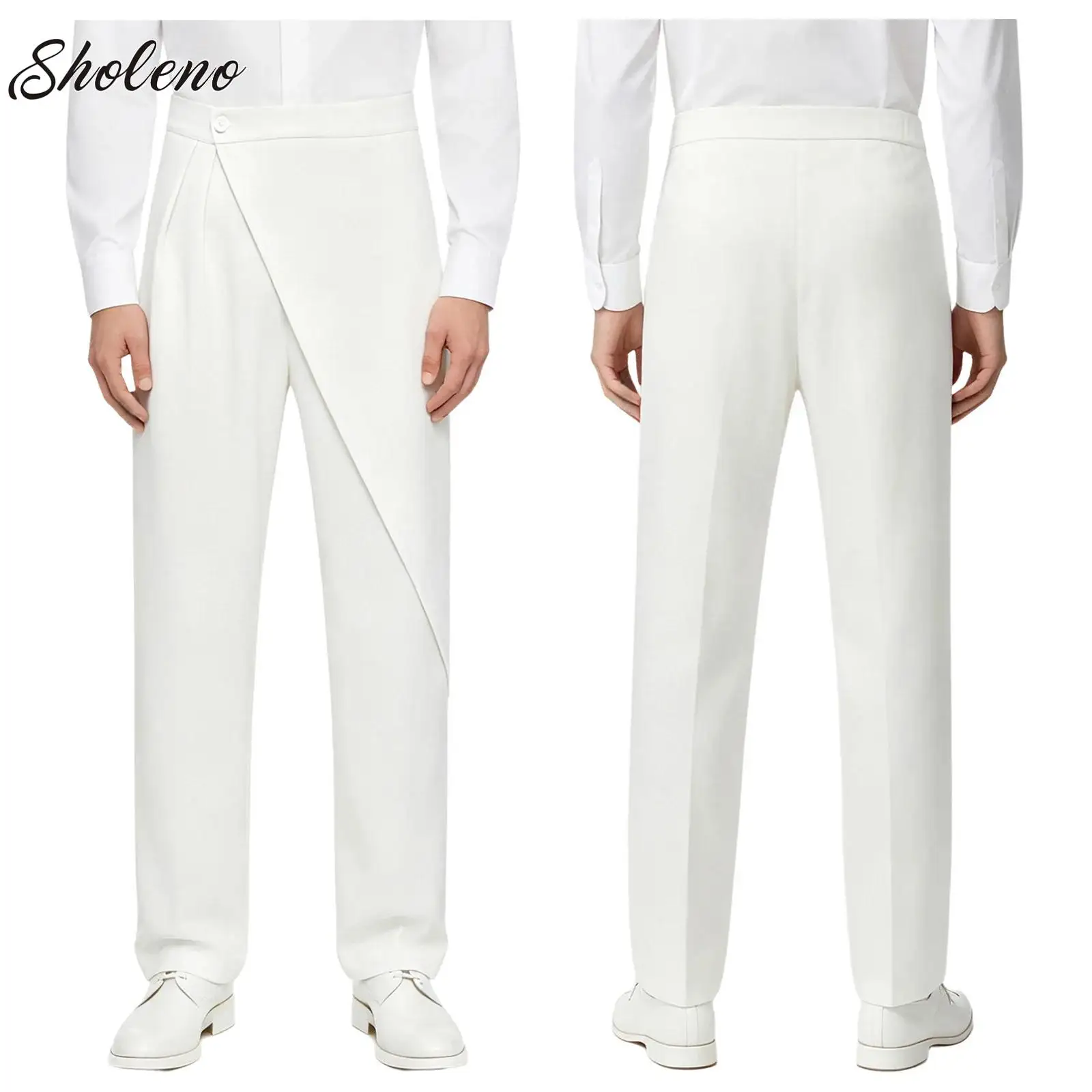 Men Latin Dance Pants Adults Ballroom Dance Pants Irregular Layer Wrap Front High Waist Cha Cha/Rumba/Samba Pants Performance