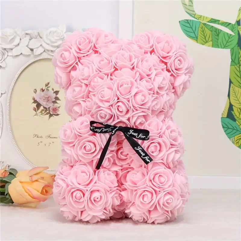 1pc Rose Bear Artificial Foam Flowers Bear Made Of Roses For Valentines Day, Anniversary, Wedding Gifts Mother's Day Gifts