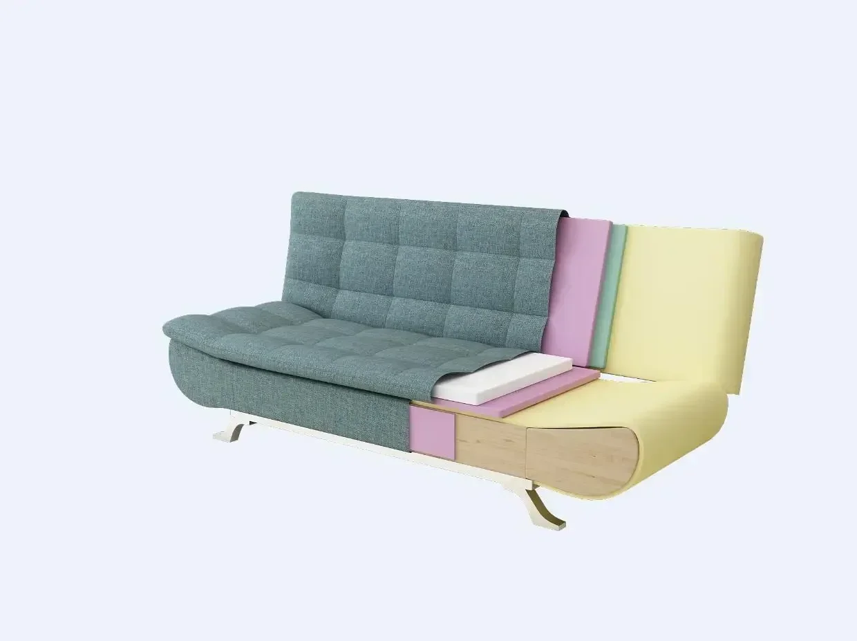 Folding Sofa Bed Small Modern Living Room Fabric Sofa Multifunctional Triple Sofa Bed Detachable Washing