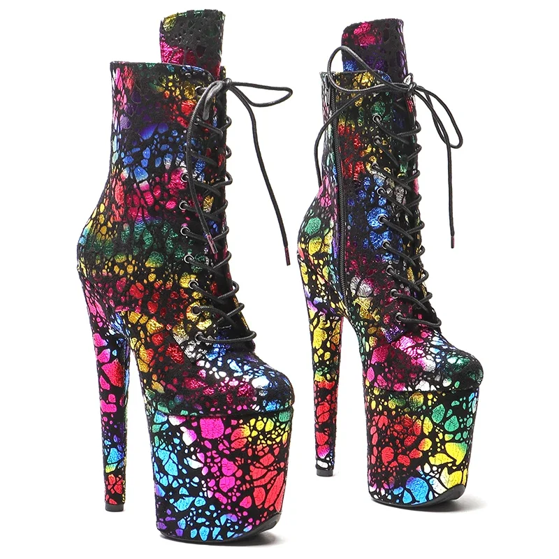 Leecabe Newest 20CM/8CM PU Upper Fashion trend  Pole dancing shoes High Heel platform Boots  Pole Dancing boot