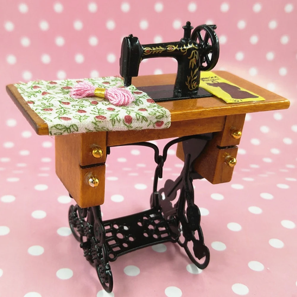 Doll House Furniture Doll House Furniture  Vintage Miniature Sewing Machine Accessory Room 1:12 Furniture Doll House