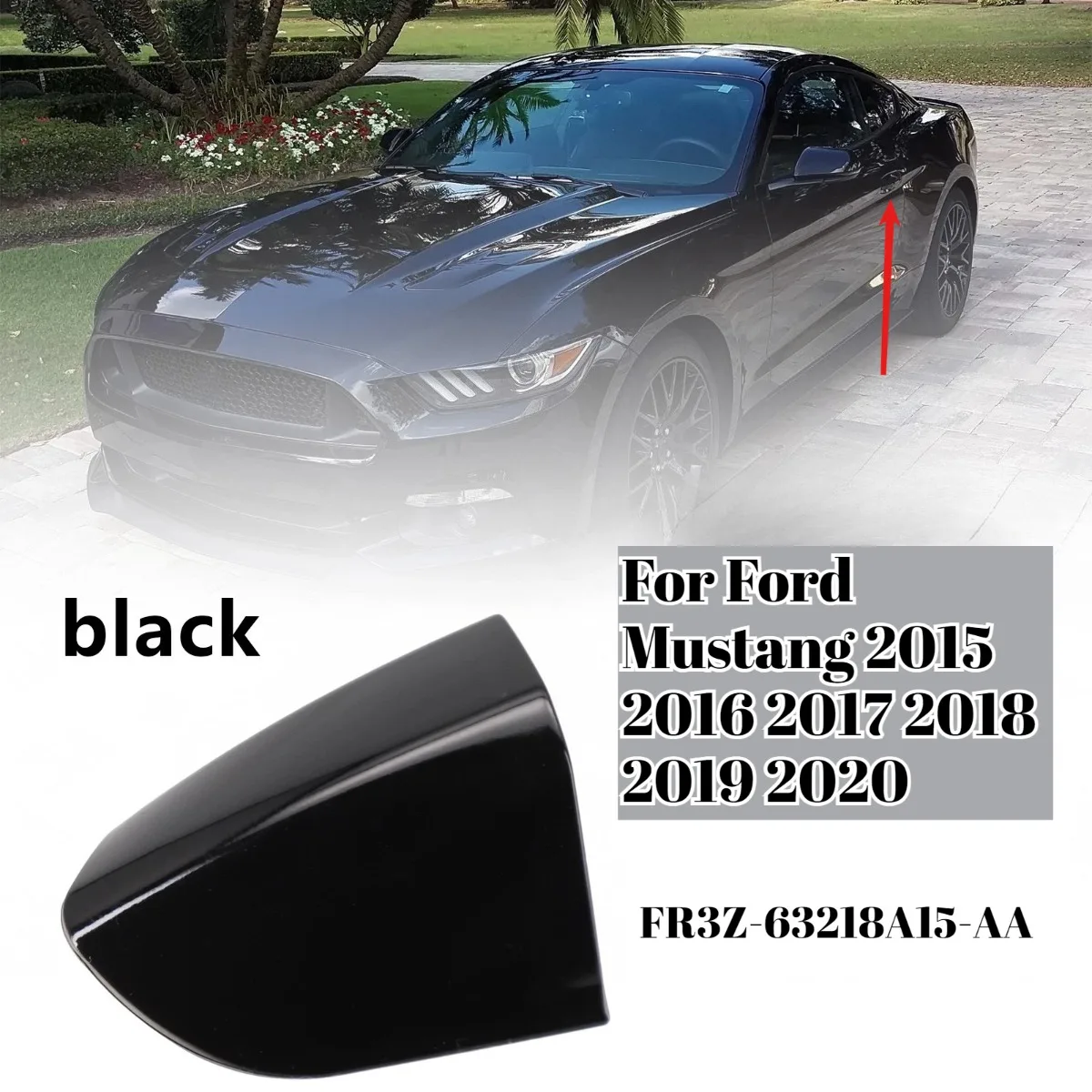 For Ford Mustang 2015 2016 2017 2018 2019 2020 Black New Left Side Driver Exterior Door Handle Cap Car Parts FR3Z-63218A15-AA