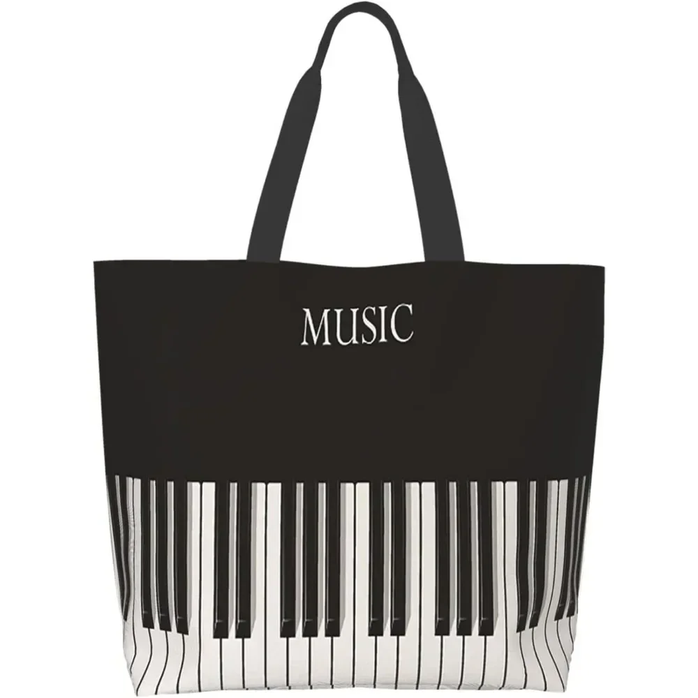 

Beating Piano Tote Bag Large Women Casual Shoulder Bag Handbag Reusable Multipurpose Shopping Grocery Bag for Outdoors