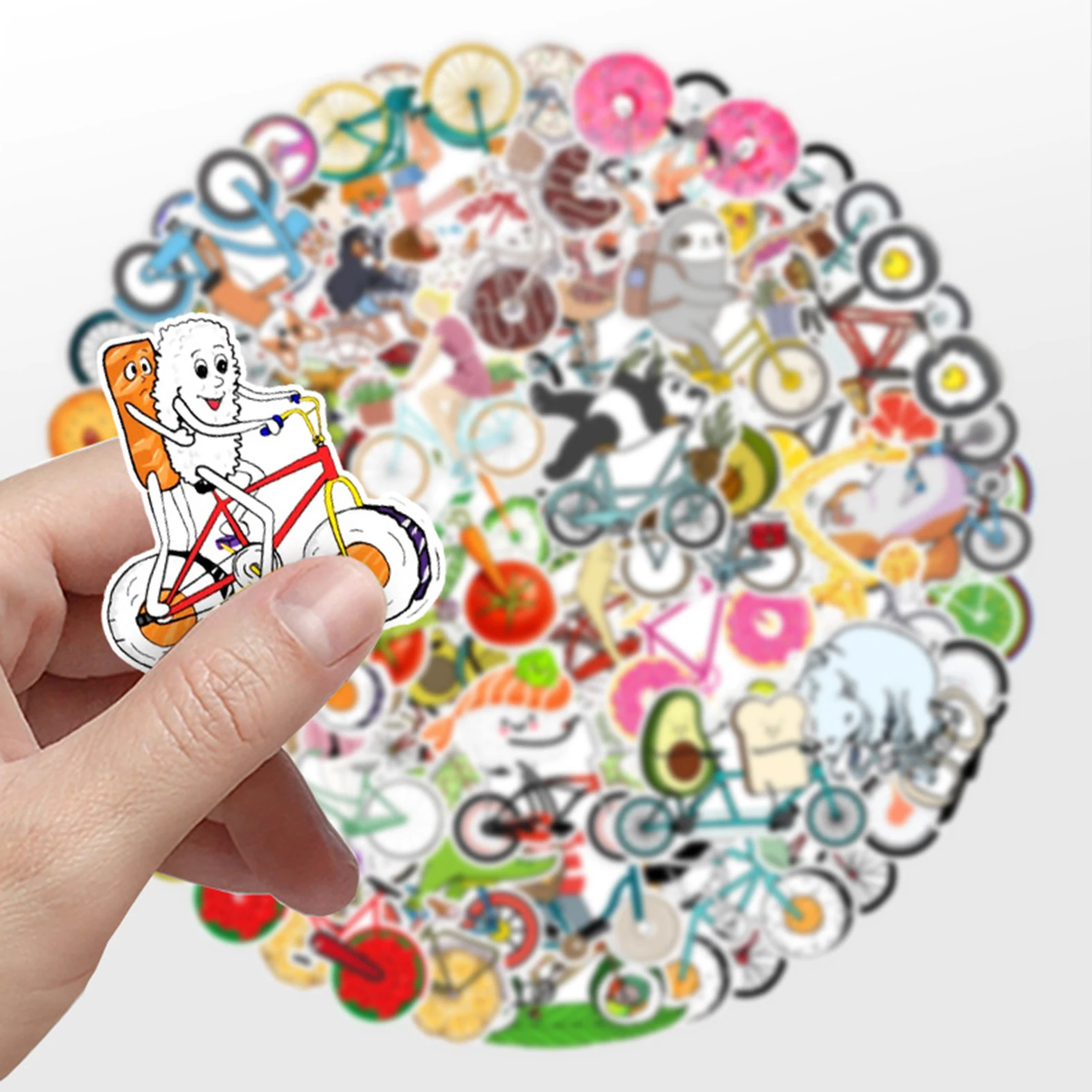 

Creative Bicycle Graffiti Stickers 50Pcs Waterproof Self Adhesive Vibrant Decals for Car Phone Laptop Cup Decoration