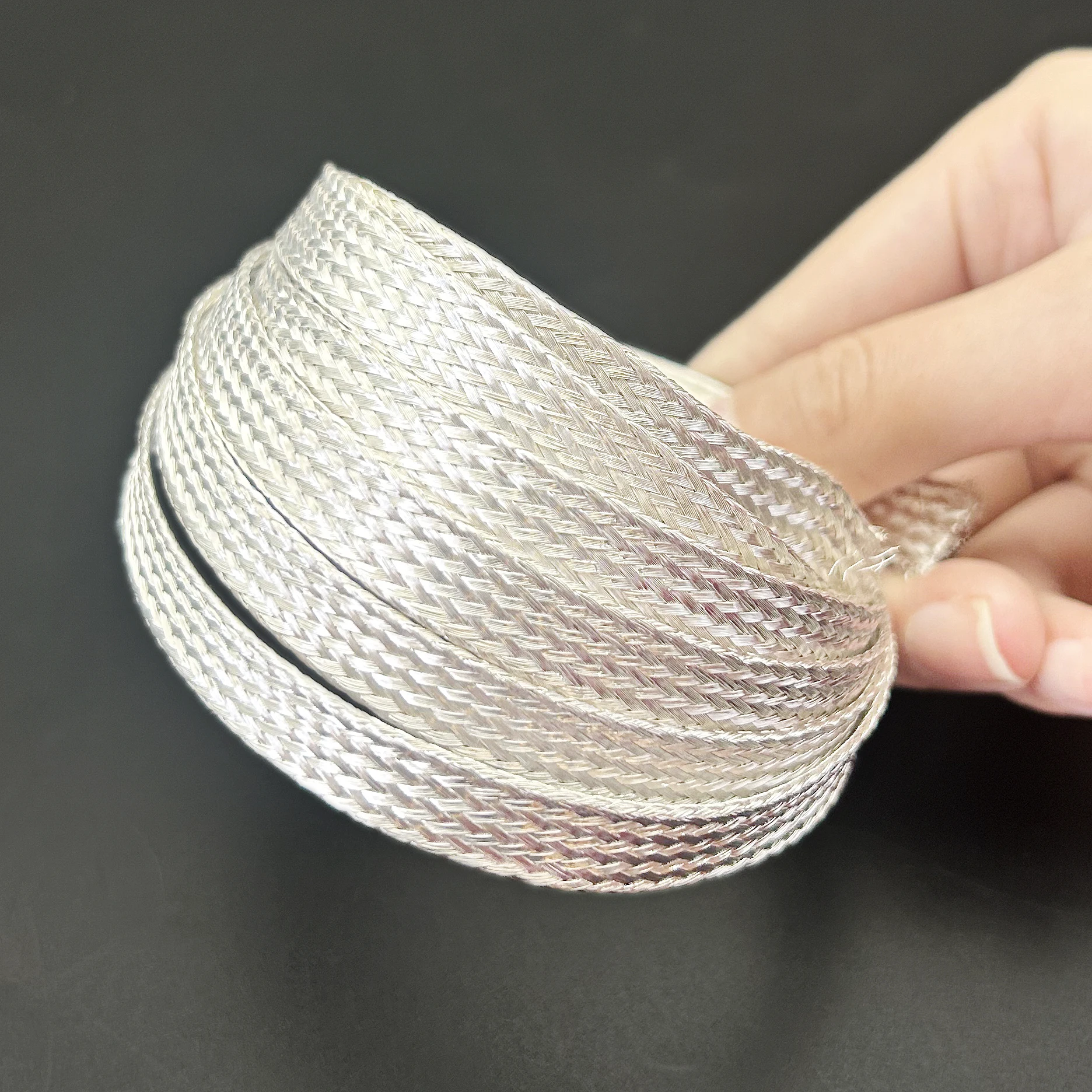 ID 2/4/6/8/10/12/16/20/25mm High Density Silver-Coated Copper Braid Shielding Sleeve Electromagnetic Wave Proof Cable Protection