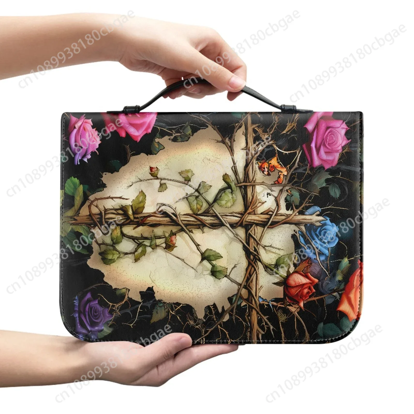 Borsa per Bibbia in pelle con motivo versetto incrociato per donna Uomo Borse con manico Ioni della Bibbia Custodia per Bibbia Borse per il trasporto