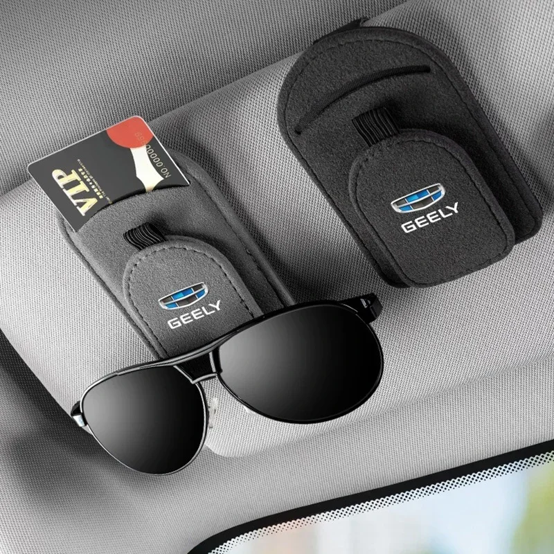 Car Auto Sun Visor Magnetic Sunglasses Clip Card Ticket Holder For Geely Monjaro Tugella Coolray Atlas Atlas Pro Azkarra Preface