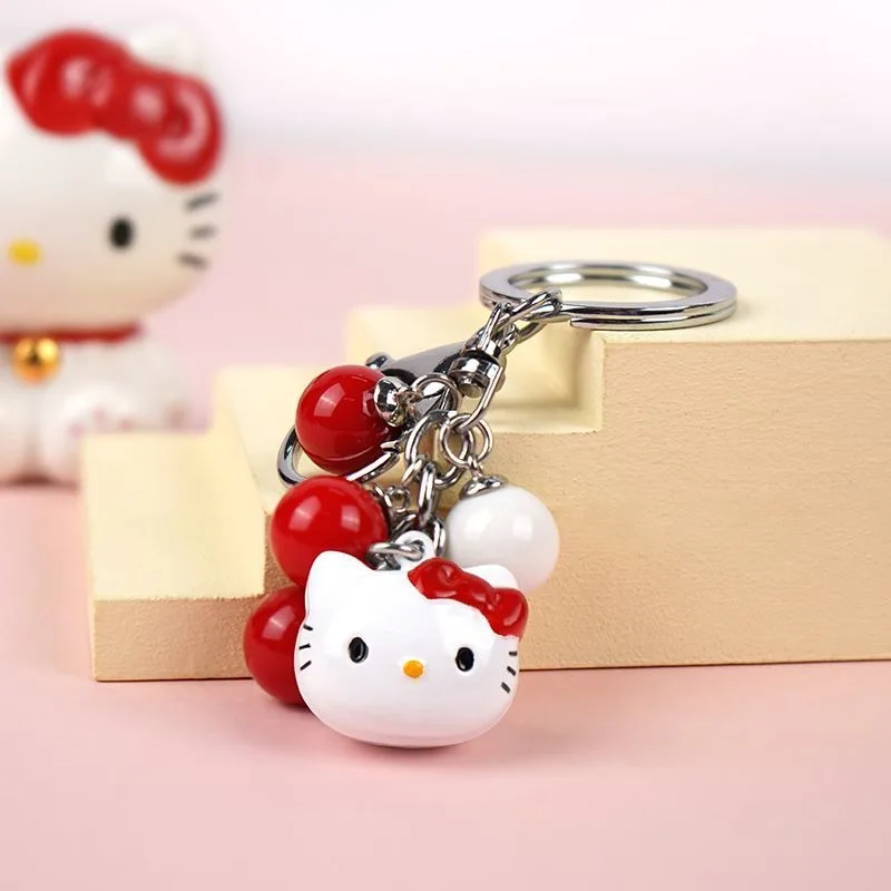 

Sweet Hello Kitty Anime Kawaii Sanrio Keychain Pendant Cute Cartoon Kt Cat Schoolbag Decoration Lovely Gifts for Girls
