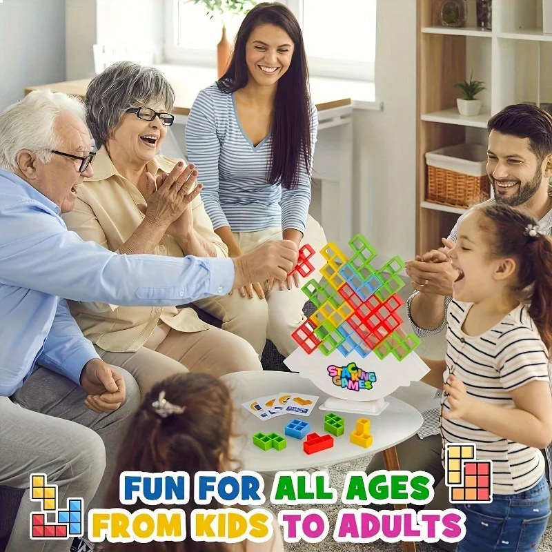 Party Stacking Game for Kids, Interactive Building Blocks Set, Strategic Group Activity for Birthdays & Gatherings