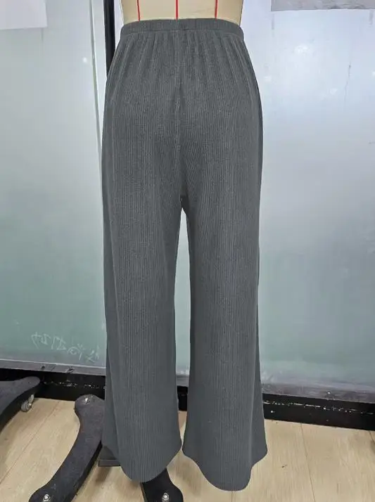 2026 エレガントな新作ファッションカジュアルレディースパンツ、ルーズウエストバンド、ストレートレッグ、ワイドレッグパンツ、女性用トラウザーズボトム