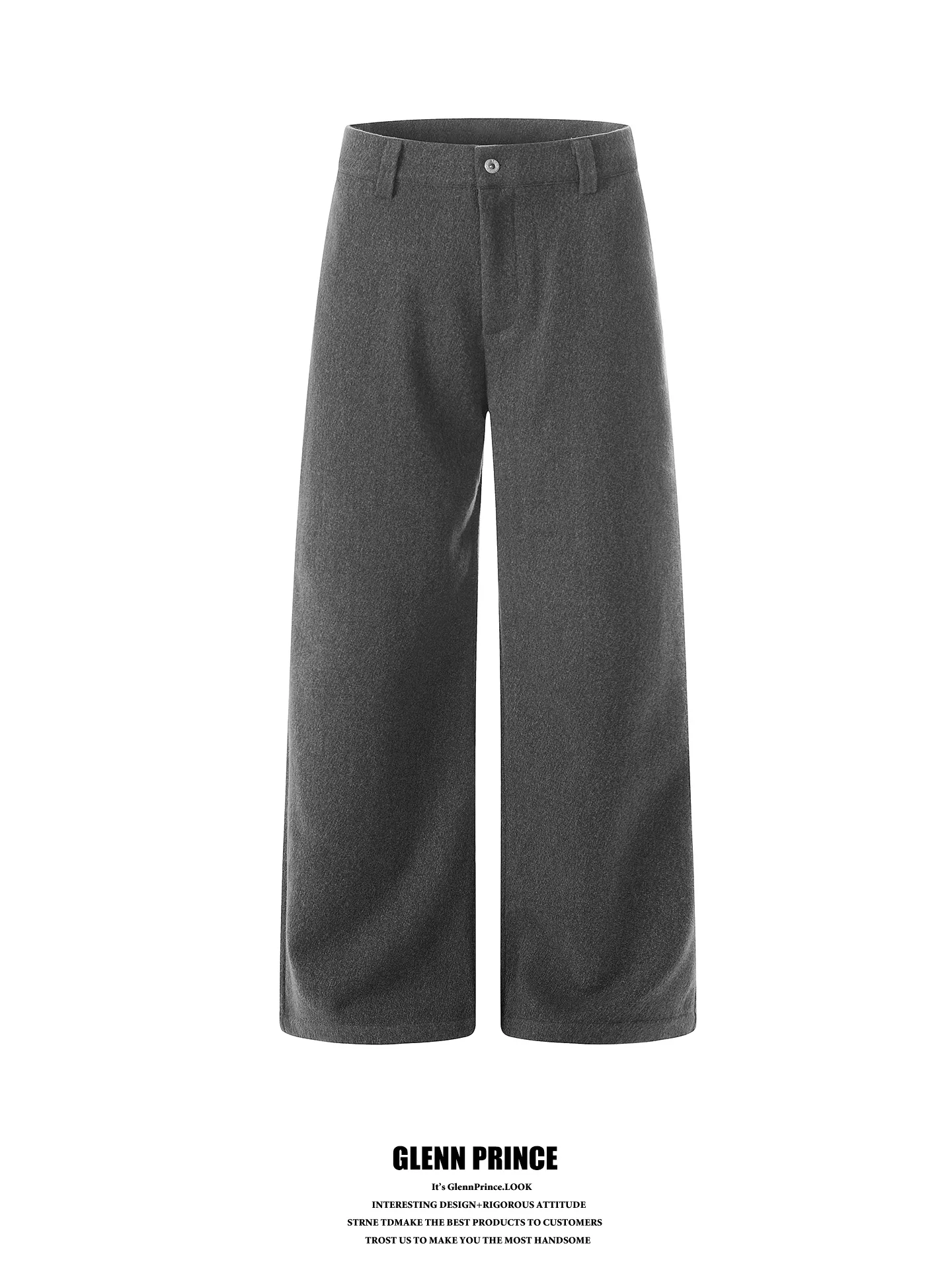 

Minimalist Retro Wool Blend Men's Straight Leg Suit Pants Casual Commute High Waist Loose Fit Polyester Fiber Teenager Fashion