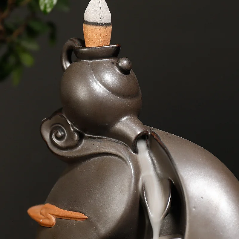 Con coni di incenso da 10 pezzi, incensiere in ceramica con supporto per teiera a riflusso a cascata