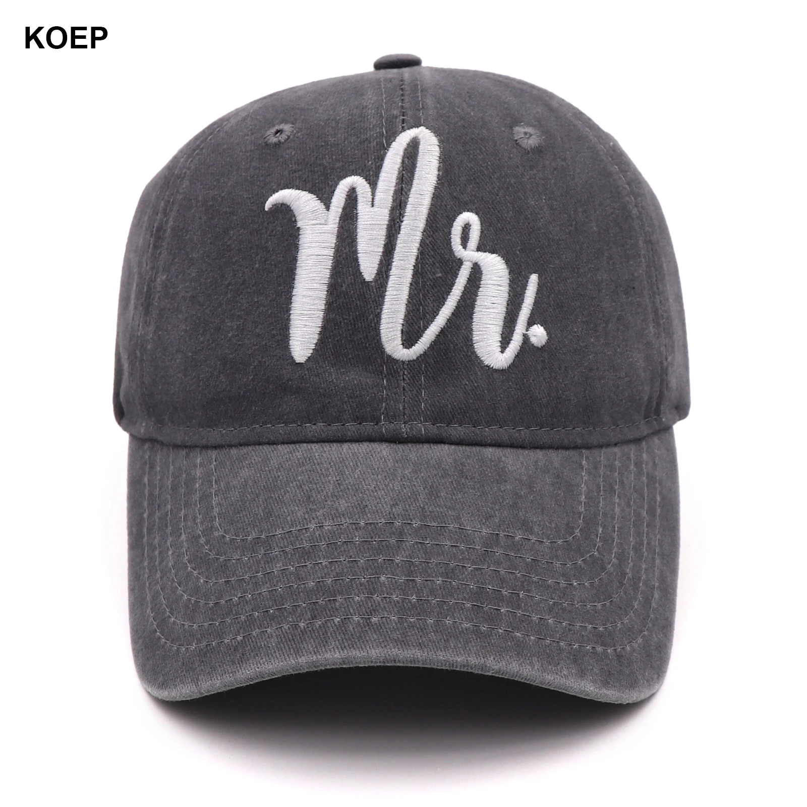 KOEP Mr. And Mrs. Baseball Cap Fishing Caps Men Outdoor Women Washed And Worn Pregnancy Announcement Hats 3D Embroidery