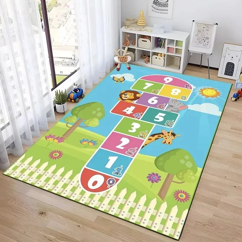 Hopscotch Play Mat Educational Carpet for Playroom Bedroom Learning Toy Number Game Rug Anti-slip Floor Mat