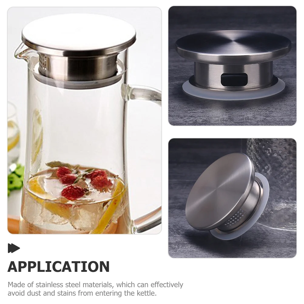 

4Pcs Stainless Steel Kettle Cover Efficient Tea Dregs Isolation No Burrs Heat Resistant Lid Teapot Lid