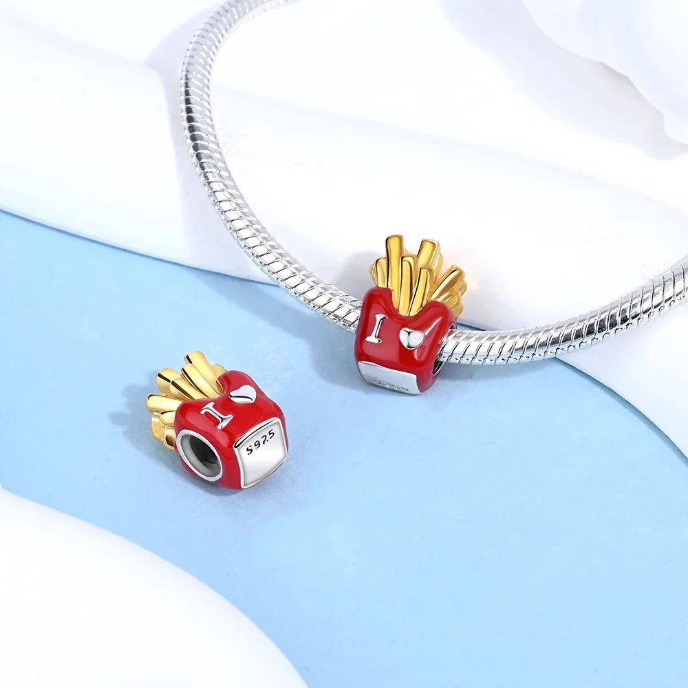 Beaded 925 Sterling Silver Lifestyle Series Chips Luggage Bag Watch Charm Fit Pandora Bracelet Diy Jewelry Accessories Gift view 2