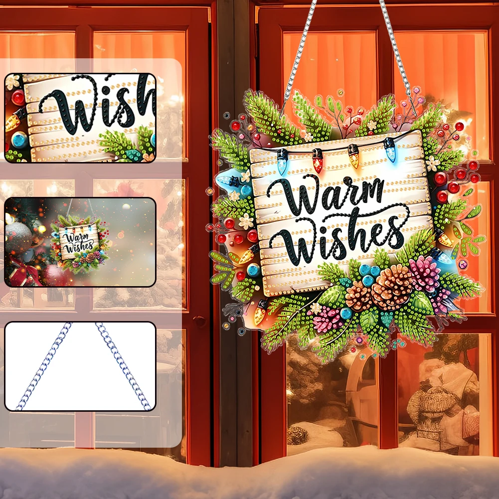 

Рождественская тема 2D плоские DIY подвесные алмазные художественные наборы для украшения стен дома ремесла