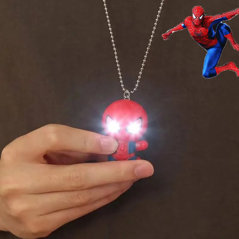 Anime Spiderman Necklace Cartoon Kids Toys Luminous Necklace  Boys Girls Christmas Birthday Gifts