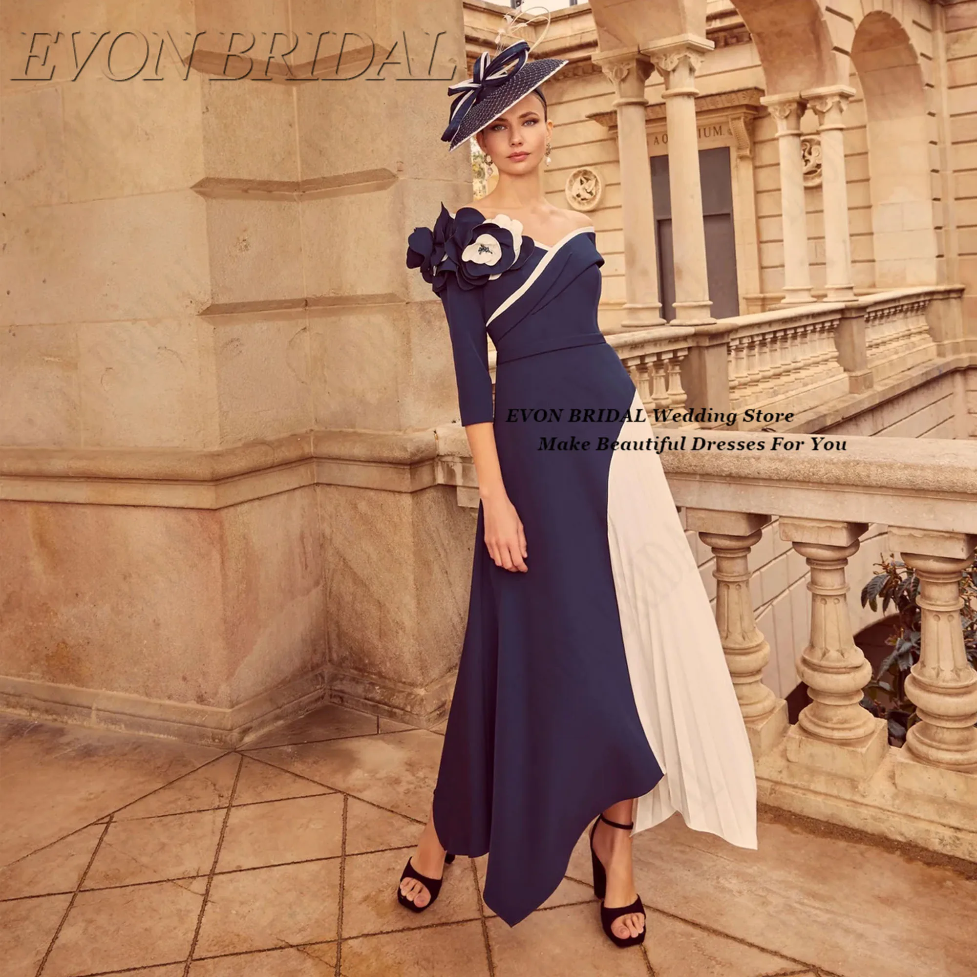 

EVON BRIDAL Color Clash Party Prom Dress 3D Flowers Irregularly Cocktail Dresses Temperament Formal Occasion Gown Customized