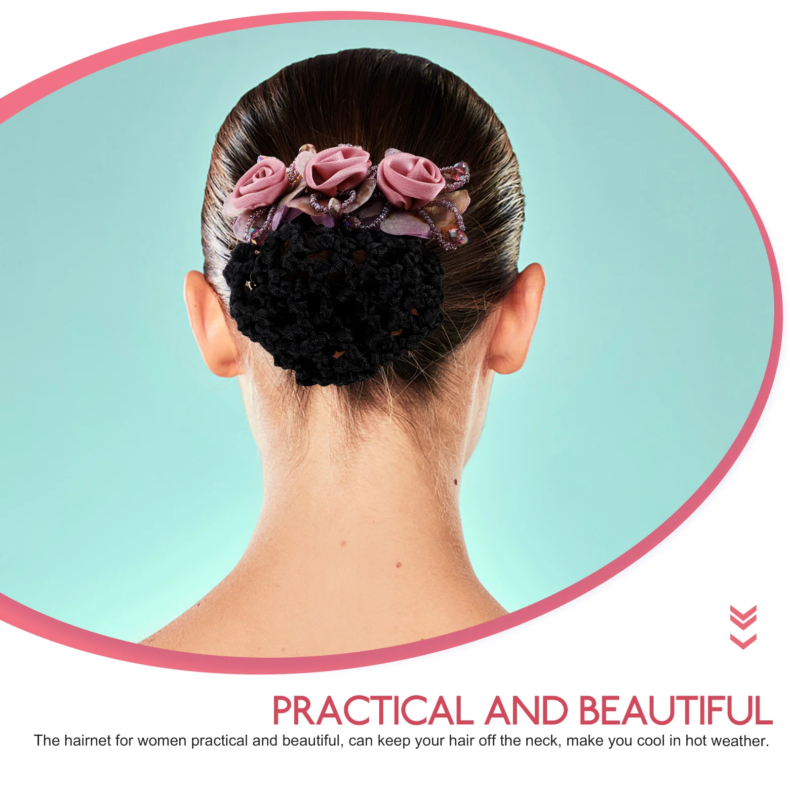 

2Pcs Women Flower Hairnet Bun Covers Classic Colors Hairnets for Work Nurse Stewardess Bank Staff Hair Bun Clips Elegant Hair