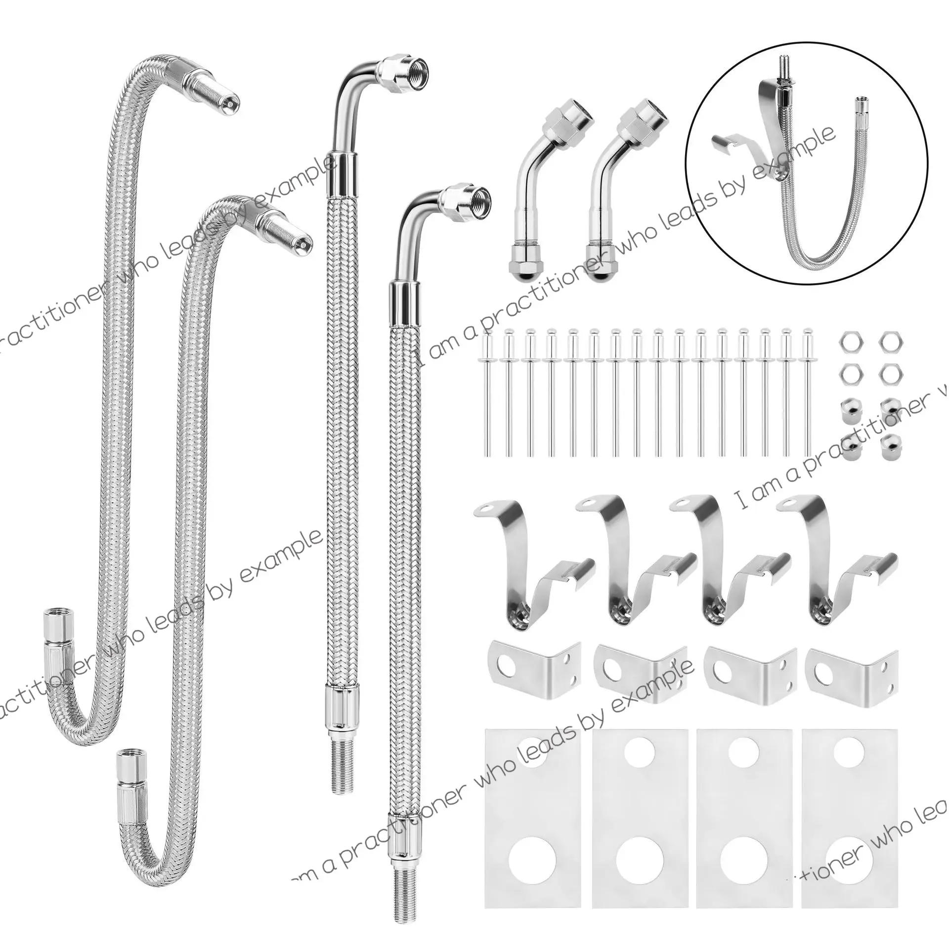 

15-Inch Dual Stem Extension Kit Stainless Steel Braided Stem Kit for RV Tires Trailer Truck