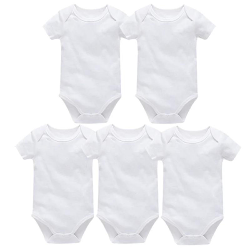 Baby Clothes 100% Cotton Girls Rompers Summer Short Sleeve White Baby Boys Bodysuit Newborn Clothing 3 5 Pcs/Set Infant Pajamas