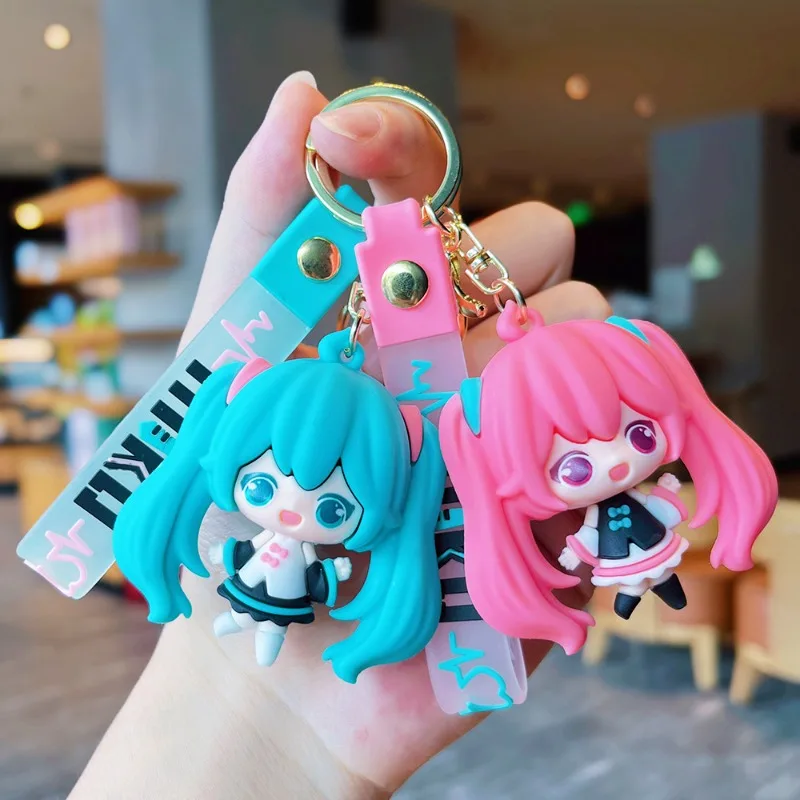 Nowy styl kreskówkowy breloczek Hatsune Miku, wersja Q, urocza piękna dziewczyna, breloczek do kluczy samochodowych, uroczy breloczek do torby, zawieszka dla par.
