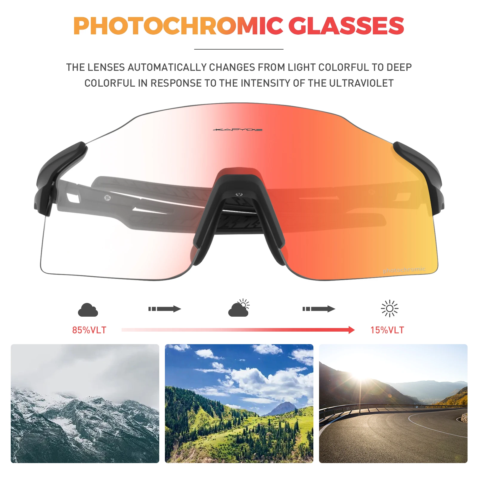 KAPVOE Cycling Photochromic Sunglasses Man Outdoor Bike Sports Glasses Road Driving Cycling MTB Glasses Eyewear Bicycle Goggles