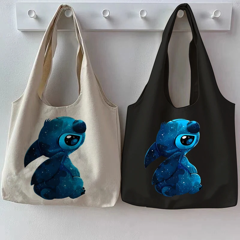 2024 New in Harajuku Disney Stitch Tote Bag Shopper Canvas Shoulder Bag Eco Lilo and Stitch Shopping Bag Women Tote Female