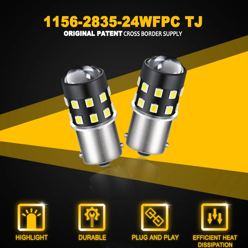 

jiachi 2pcs 1156 LED Bulbs No Error 2835 480LM 3.5 Watts Best Quality 24 Chips for Turn Signal Light Reverse Tail Light