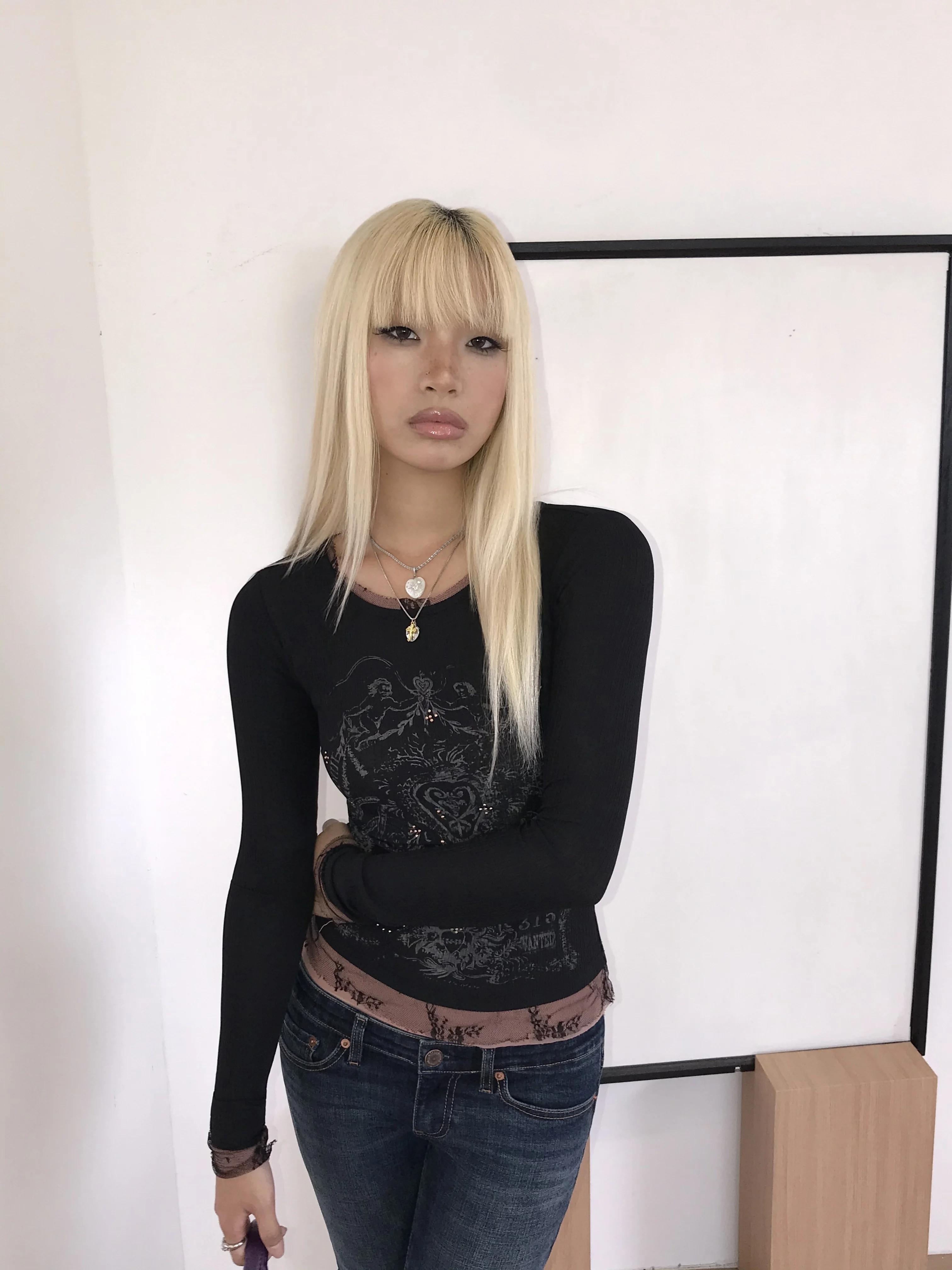 Audwyn Street Style Long Sleeve T-Shirt Women's Mesh Splice Slim Fit Gothic Sexy Base Shirt Polyester Spandex Blend