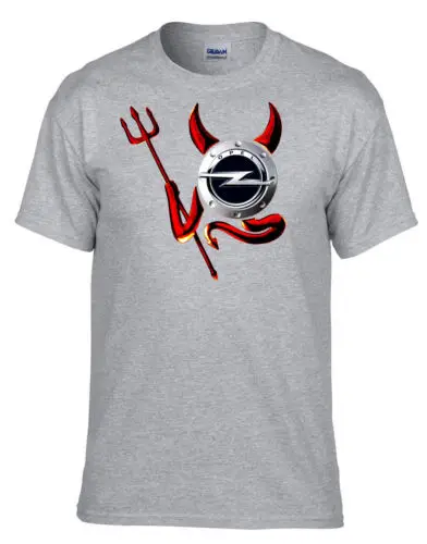 Opel Devil Teufel Logo Auto mobil Grau T-Shirt -259_Grau