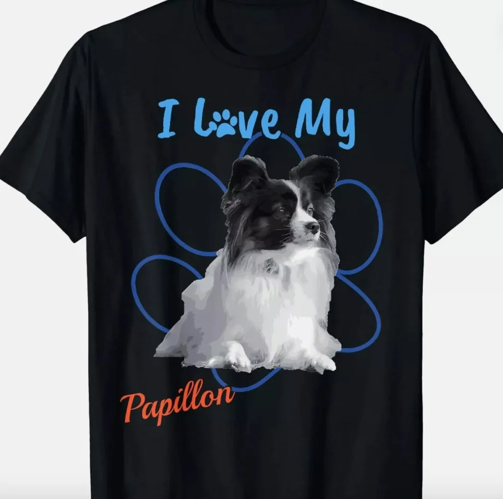 I Love My Papillon Best Dog Lover Paw Print Unisex T-Shirt