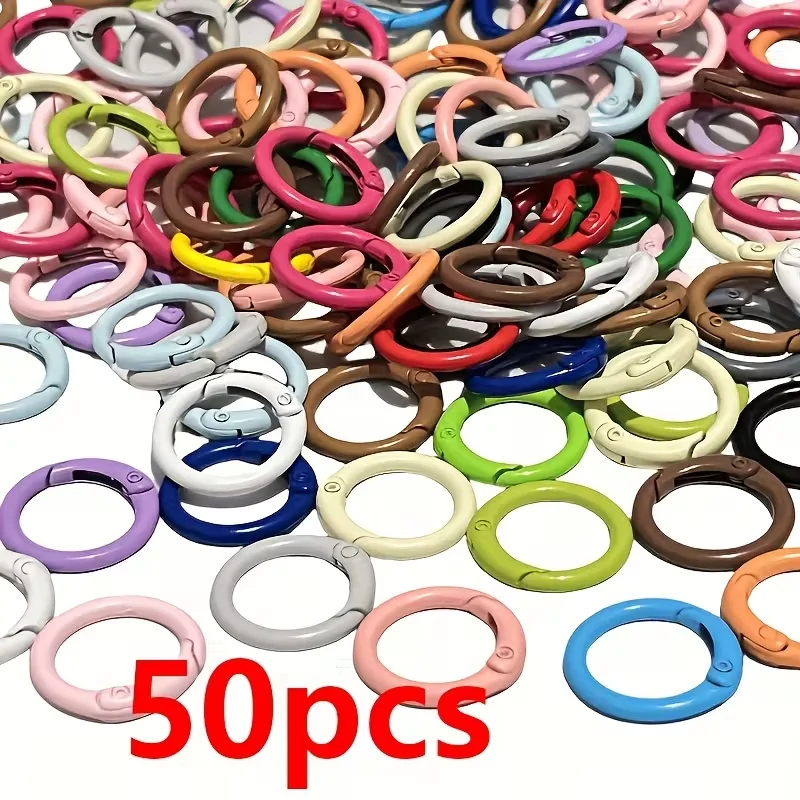 50 Pieces - Zinc Alloy Spring O-Rings - Multi-Color Durable Metal Quick-Release Snap, Suitable for DIY Keychains