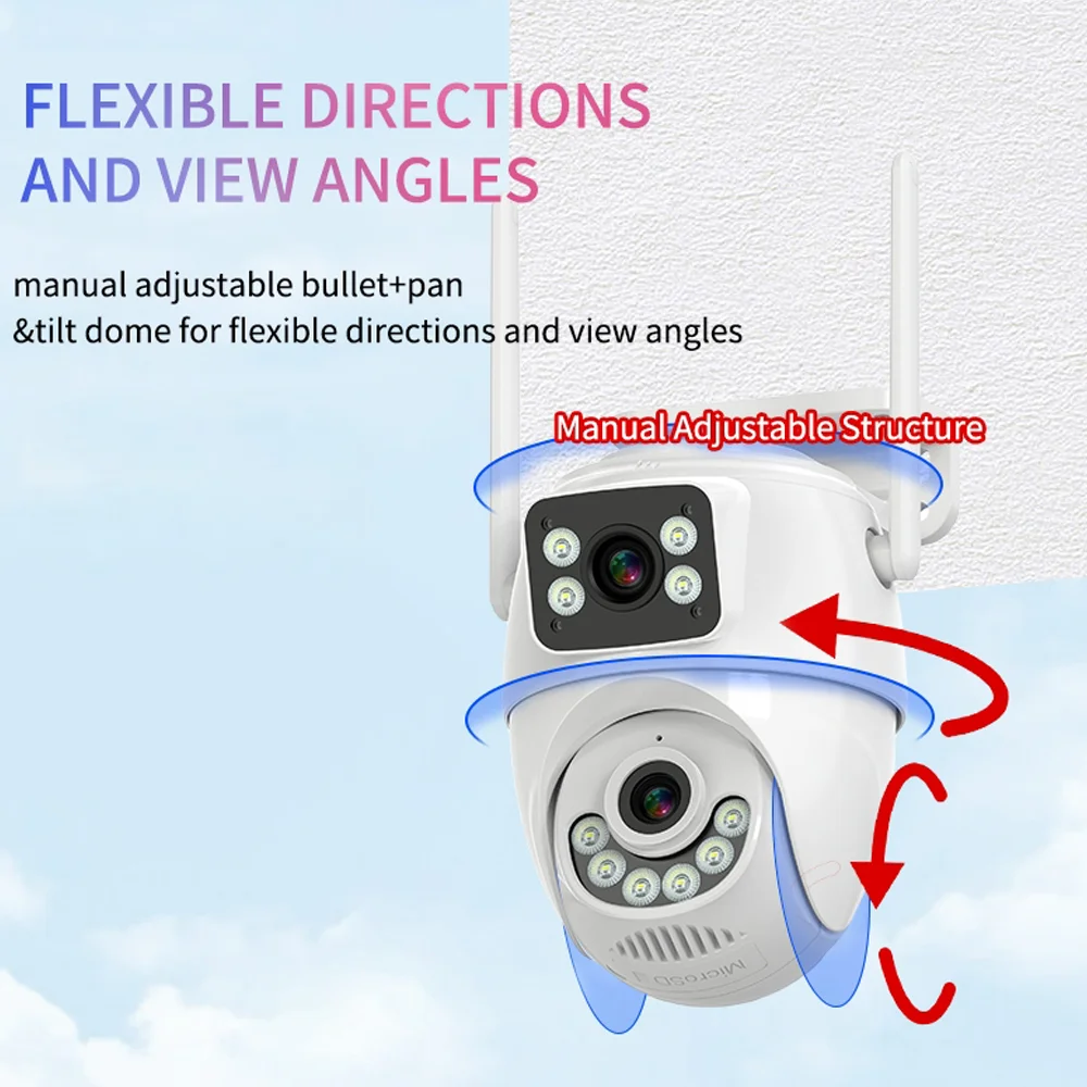 Tuya 8mp hd wifi câmera ptz ao ar livre lente dupla tela dupla ai rastreamento automático câmera ip suporte cor função de visão noturna cctv